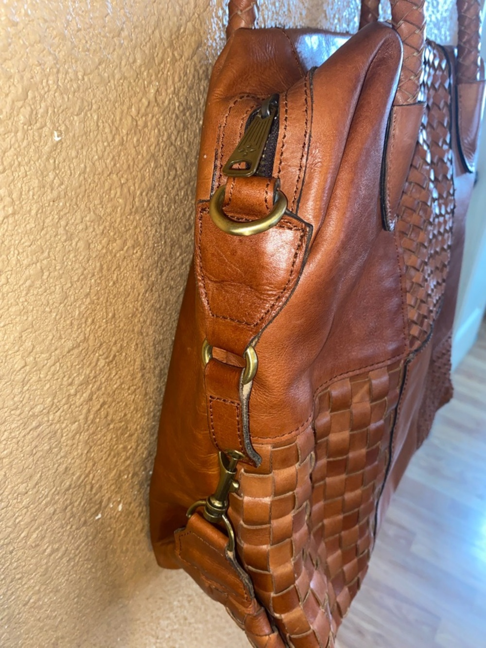 Large Patricia Nash Brown Woven Leather Shoulder Bag - Picture 6 of 12